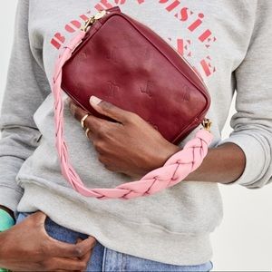 Clare V. Oxblood Tiger Midi Sac with Petal Pink Braided Leather Strap